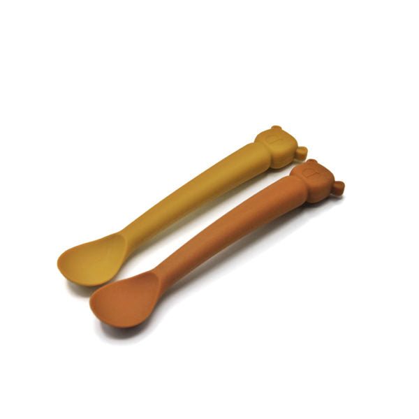 Conjunto 2 colheres de silicone - Lili the bear - Cinnamon / Mustard