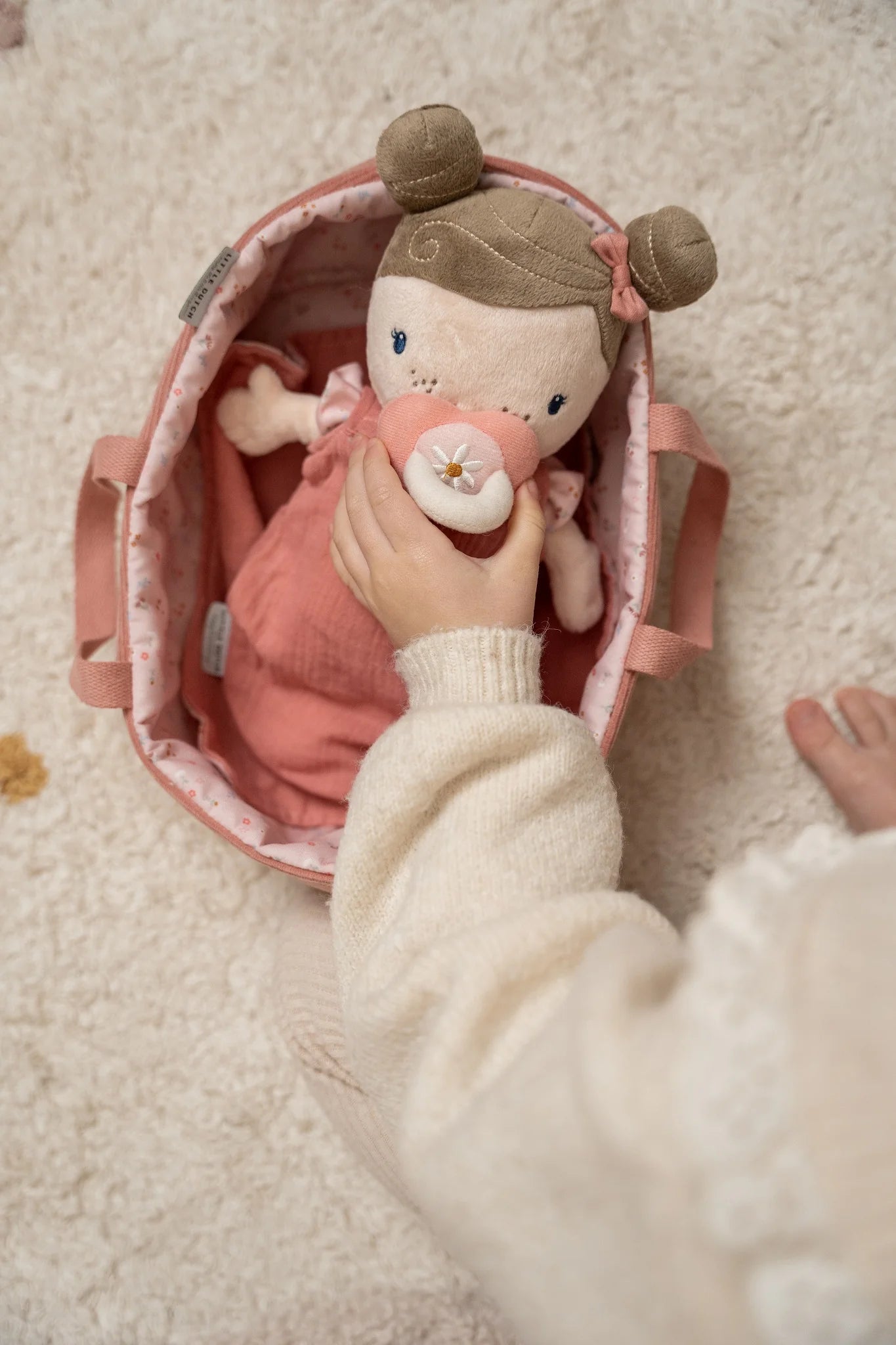 Cuddle Doll Baby Rosa Pink Flowers Little Dutch