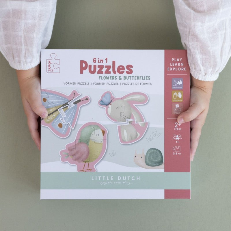 Conjunto Puzzles "Flowers & Butterflies" Little Dutch