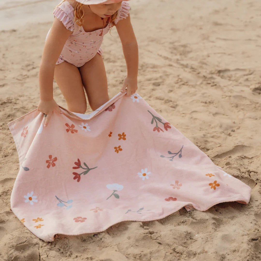 Toalha Praia "Pink Flowers" Little Dutch