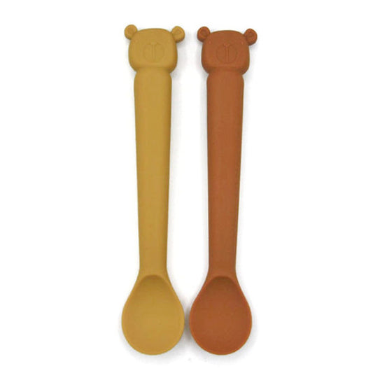 Silicone Spoon Set - Lili The Bear - Cinnamon / Mustard