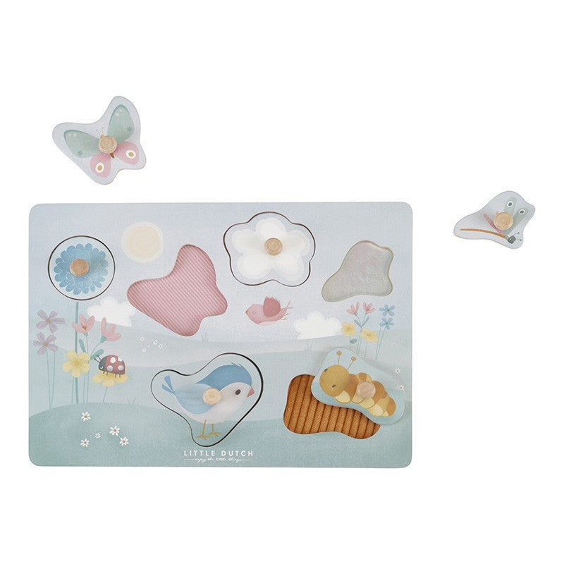 Puzzle Táctil de Encaixes "Flowers & Butterflies" Little Dutch